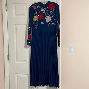 ASOS embroidered pleated dress